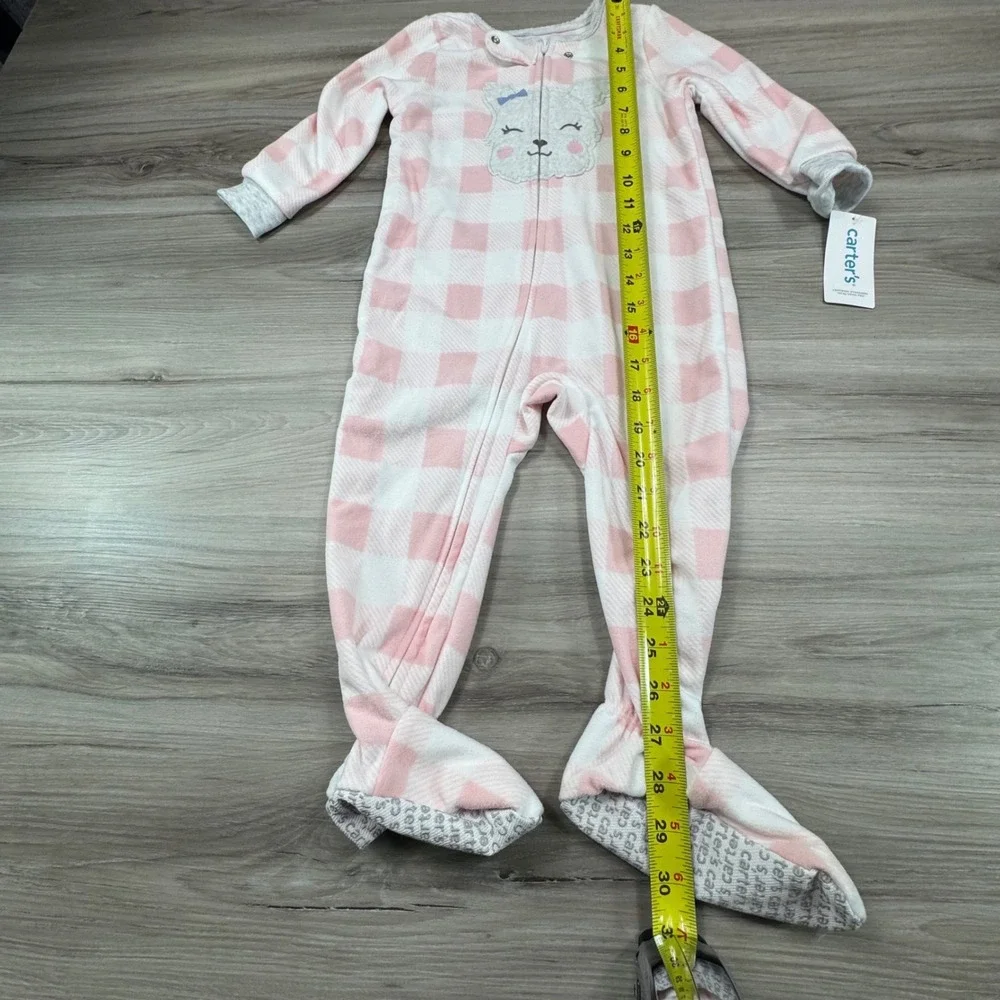 Carters Pink‎ White lamb Plaid Footie Pajamas Sleepers 24 Months
